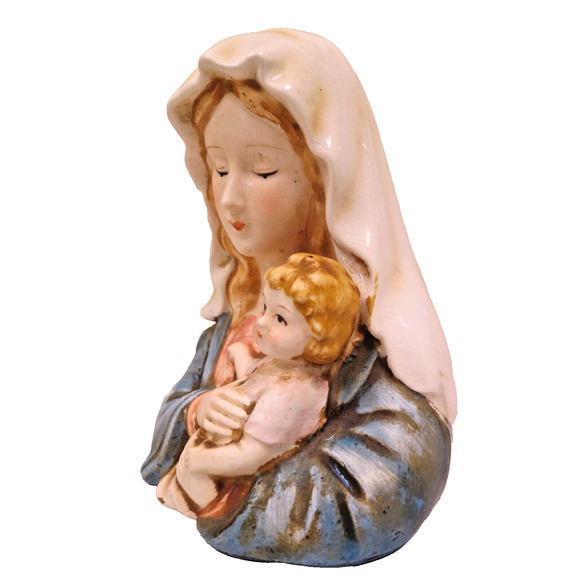 Vintage Norcrest Japan Madonna Virgin Mary W/ Baby Jesus Ceramic Figurine - Picture 5 of 8